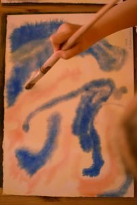 Preciosa pintura en acuarela hecha por un niño en la escuela waldorf grimm